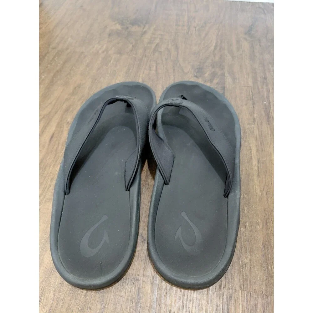 OluKai Ohana Men's Beach Sandals - Black, US 13